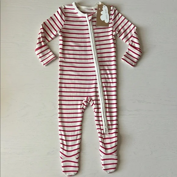 Angel Dear Stripe Vintage Red Footie 6-9 9-12 months - Picture 1 of 5